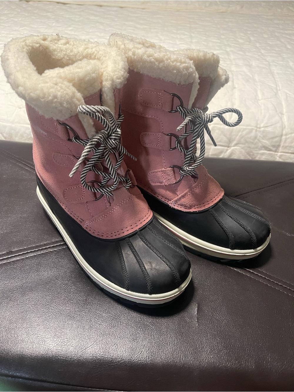 Target Pink and Black Girls' Insulated Winter Rain Boots with Faux Fur Cuff